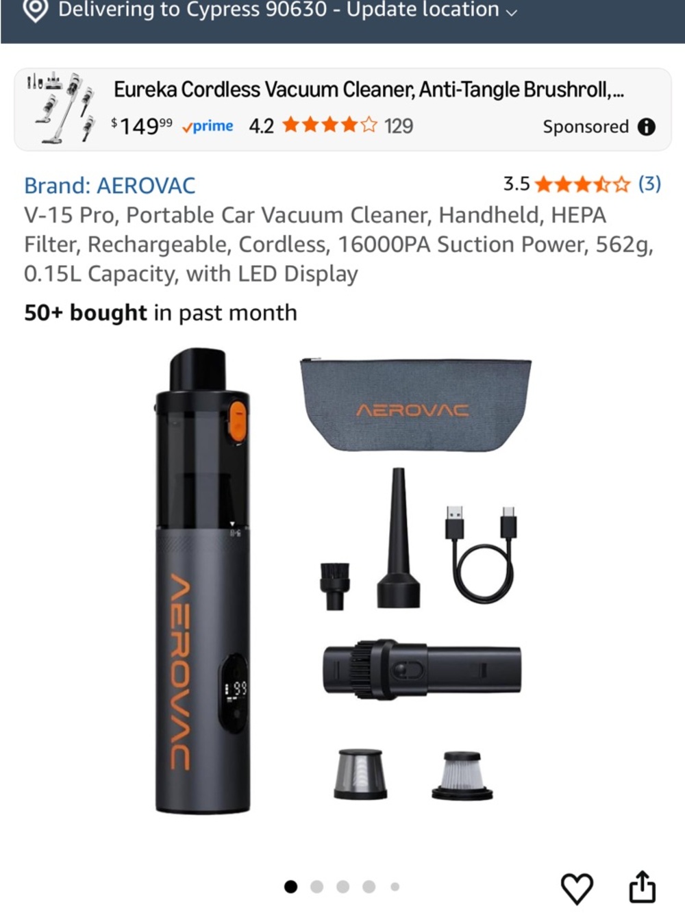 AEROVAC Portable Cordless Handheld Vacuum Cleaner